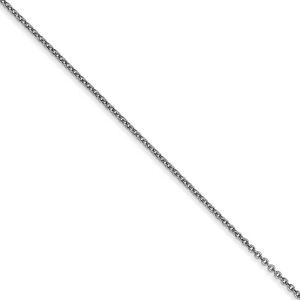0.9mm 10k White Gold Solid Cable Chain Necklace, 16 Inch